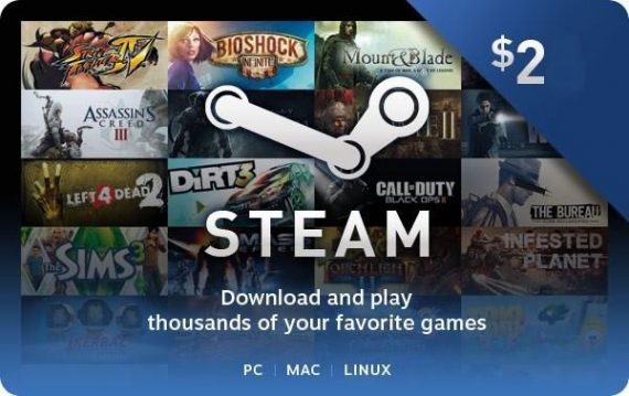 Купить ключ Карта оплаты Steam 2$